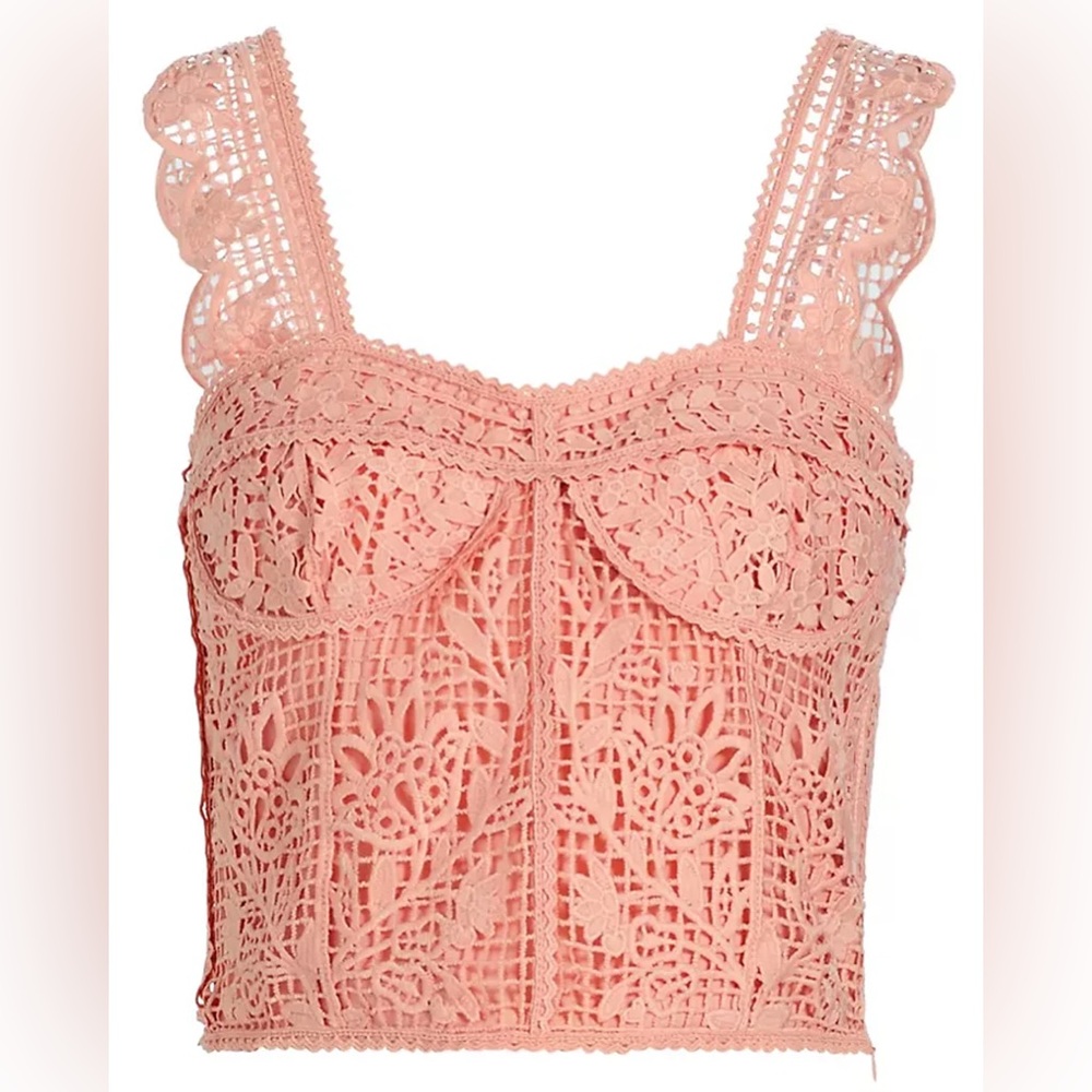 New FARM Rio Light Pink Guipure Lace Tank Top - Size X-Large